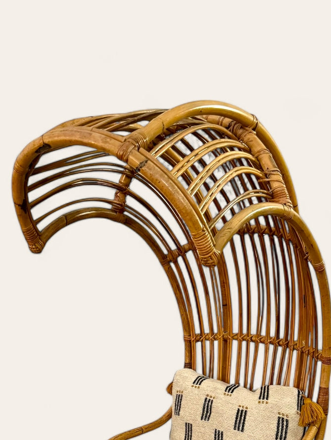 Rare Vintage 1960s MCM Rattan and Bamboo Porters Chair