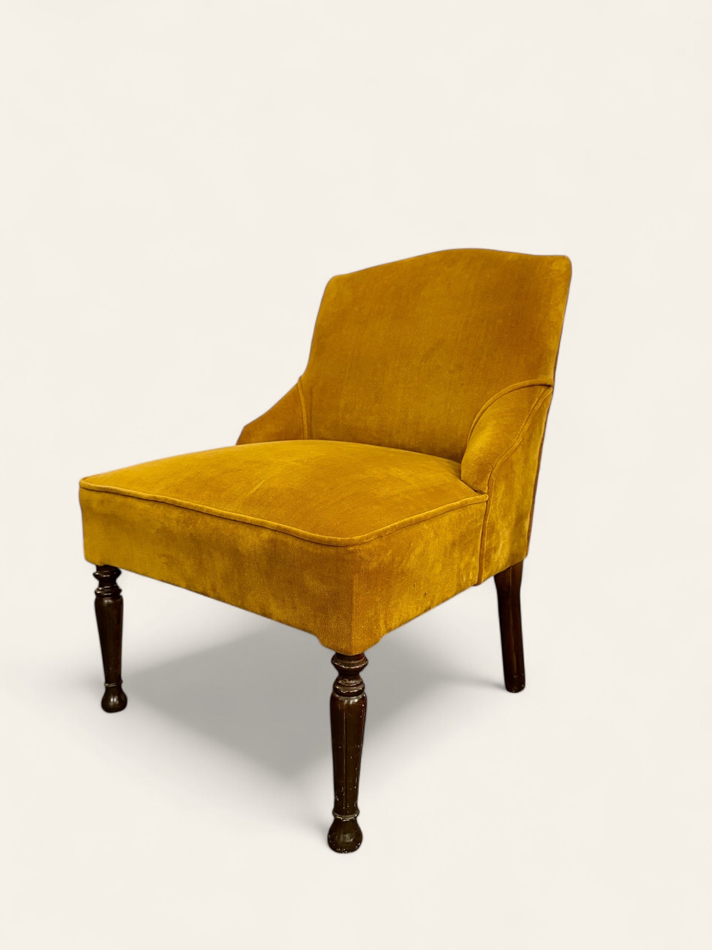 Vintage Antique Slipper Chair in Mustard Yellow