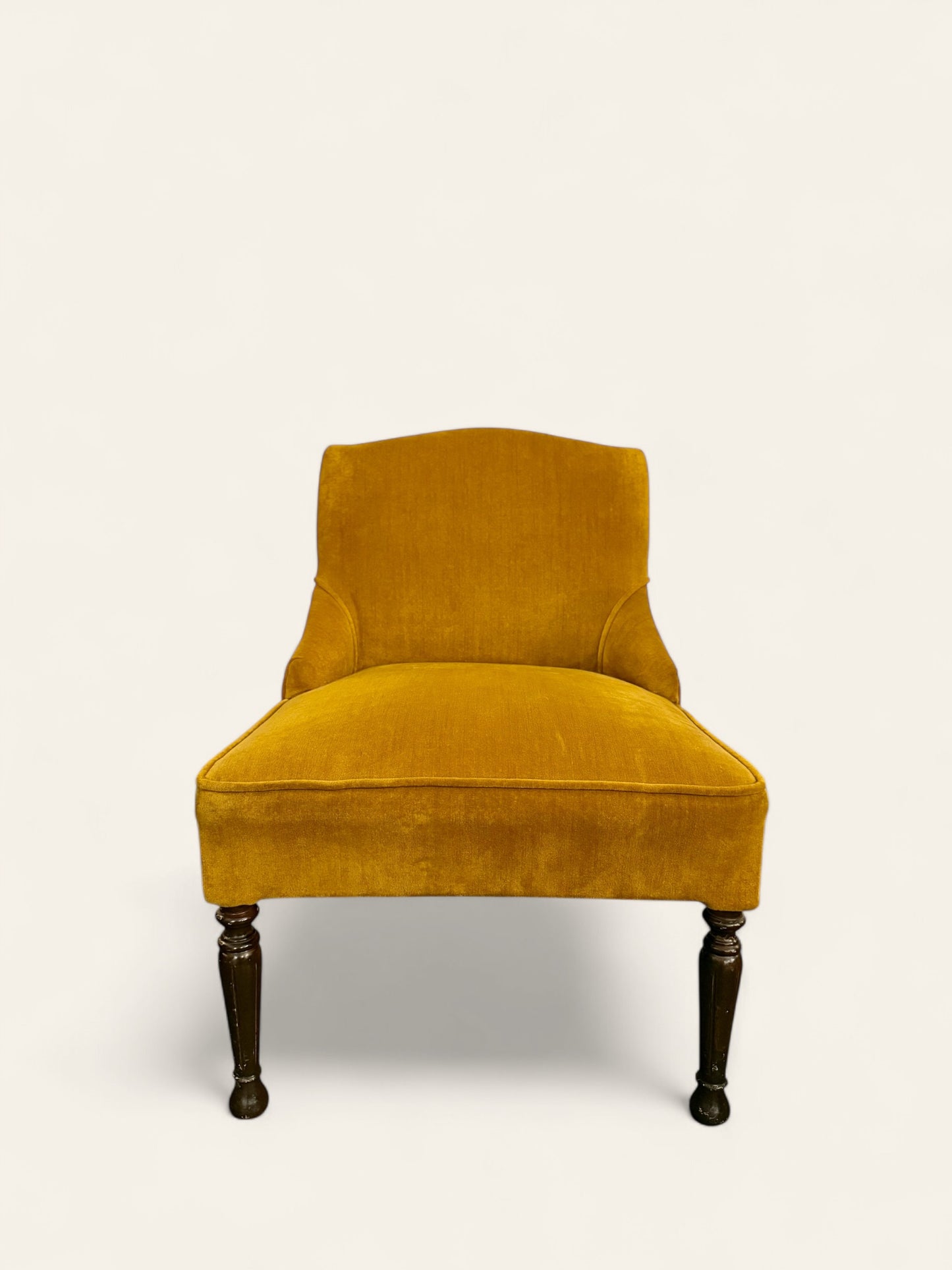 Vintage Antique Slipper Chair in Mustard Yellow