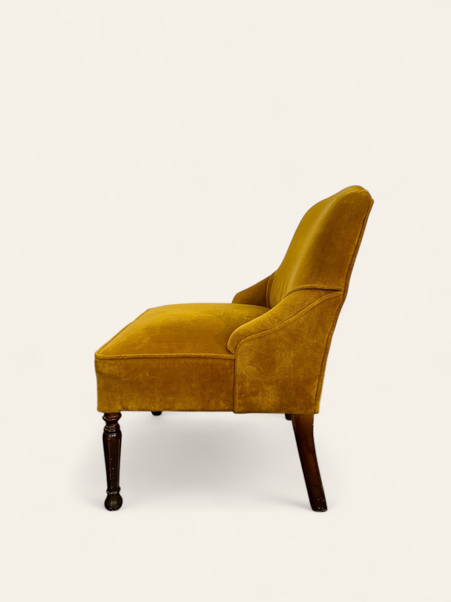 Vintage Antique Slipper Chair in Mustard Yellow