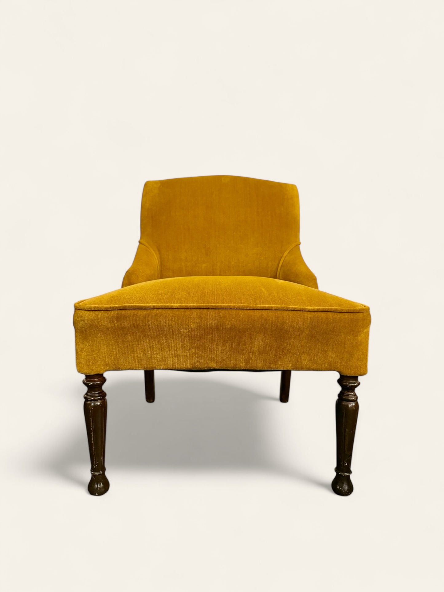 Vintage Antique Slipper Chair in Mustard Yellow