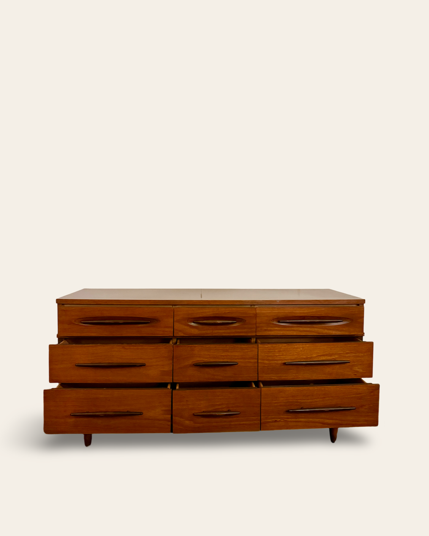 Vintage MCM Harmony House Lowboy Dresser with 9 Drawers and Optional Matching Mirror