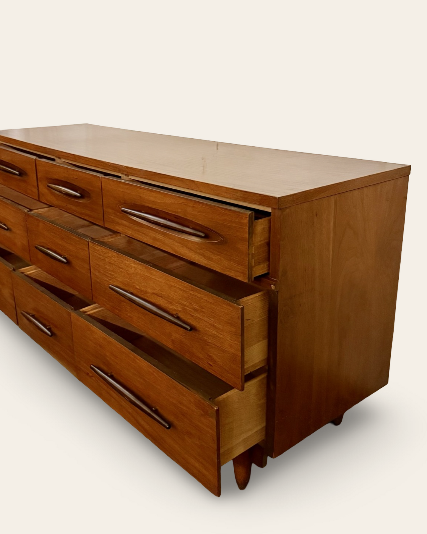 Vintage MCM Harmony House Lowboy Dresser with 9 Drawers and Optional Matching Mirror