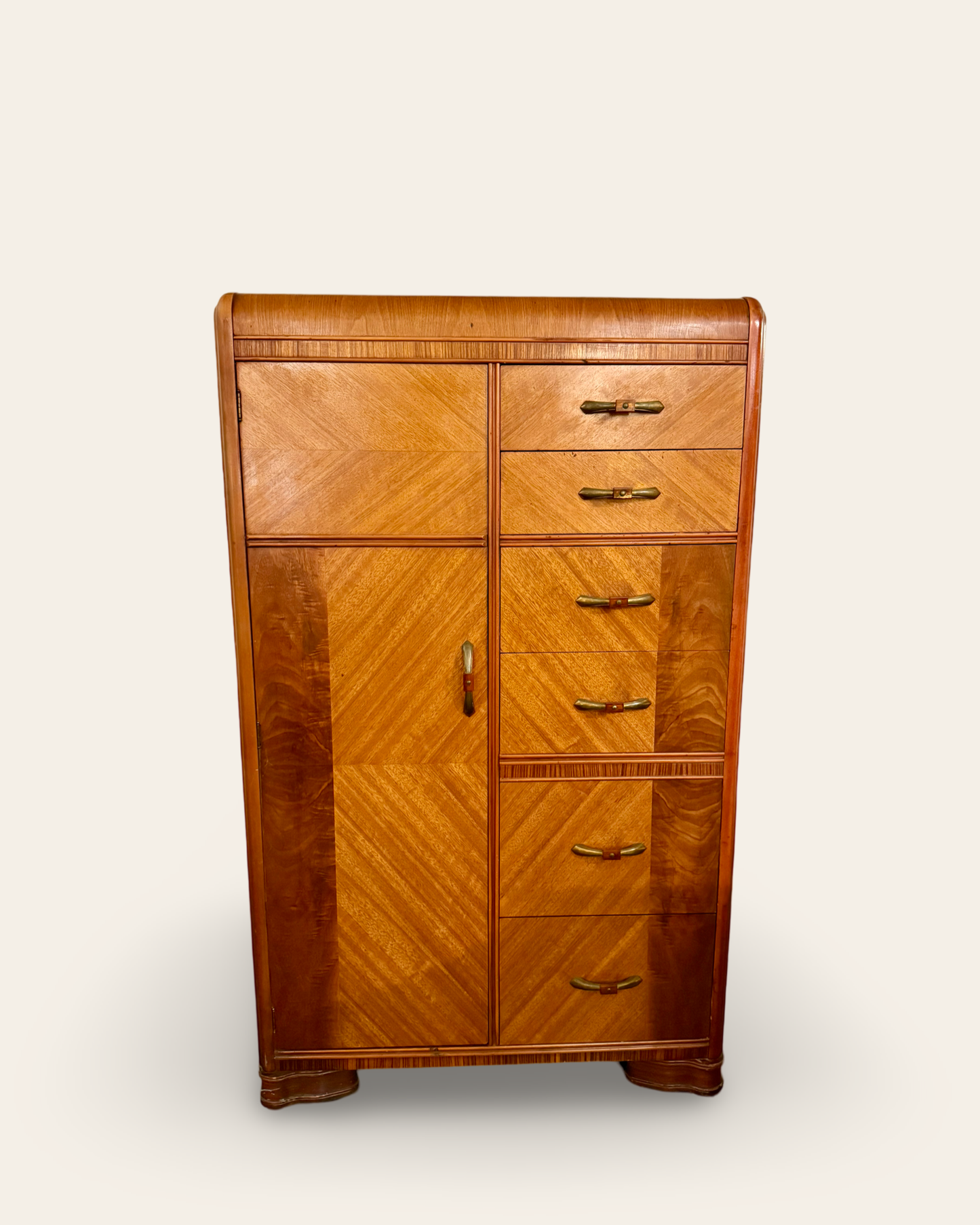 Art Deco Vintage Chifforobe Armoire Closet or Dresser with Original Bakelite Pulls Made by Tri Bond Furniture Co.