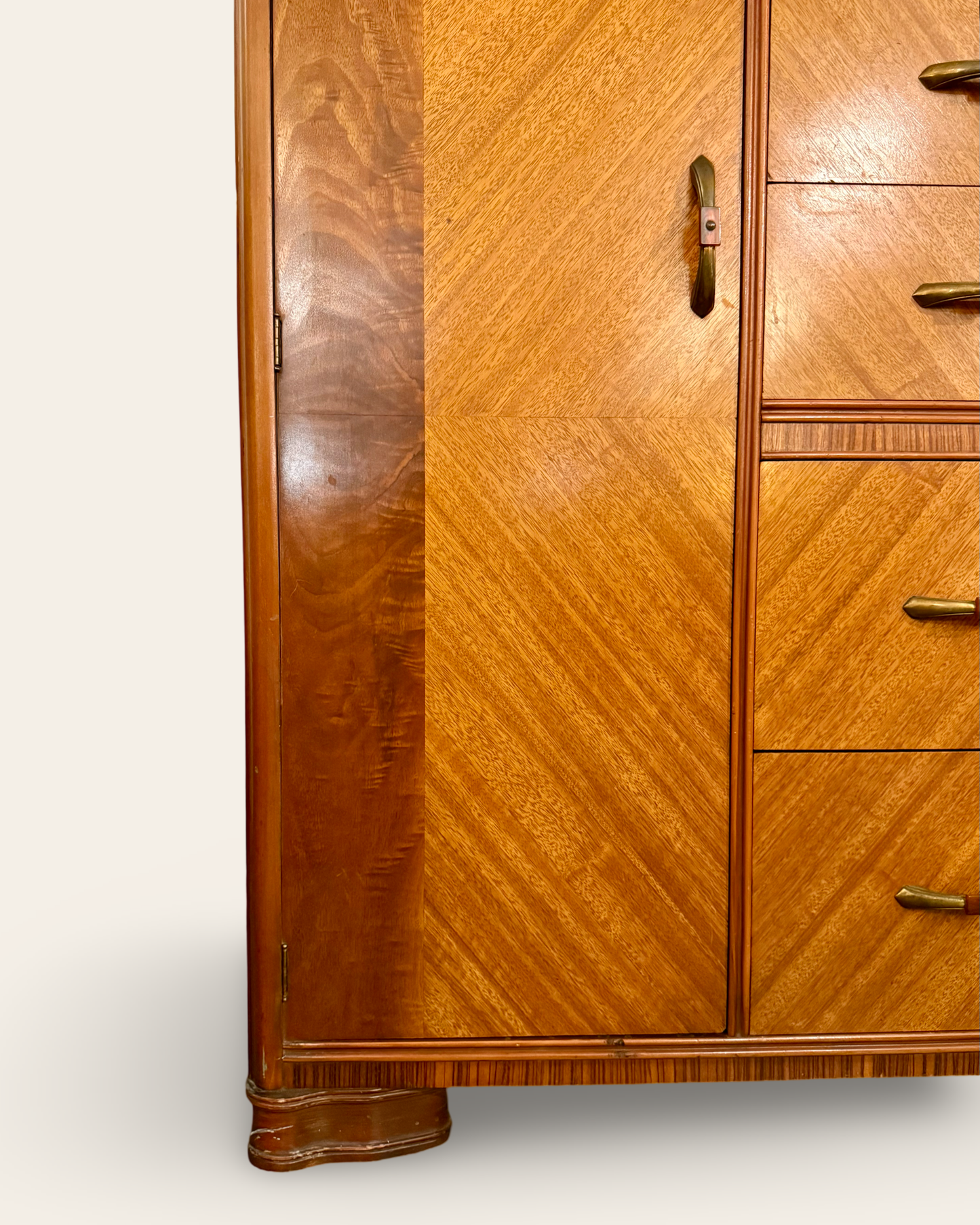 Art Deco Vintage Chifforobe Armoire Closet or Dresser with Original Bakelite Pulls Made by Tri Bond Furniture Co.
