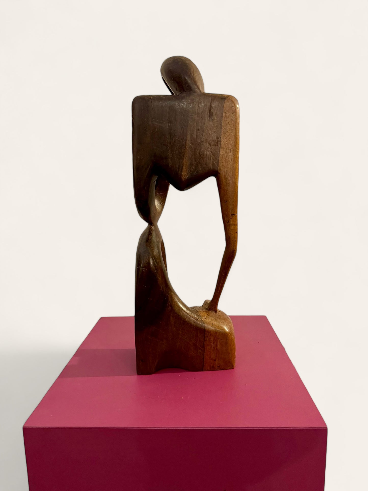 Vintage Hand Carved Wooden Abstract Thinking Man