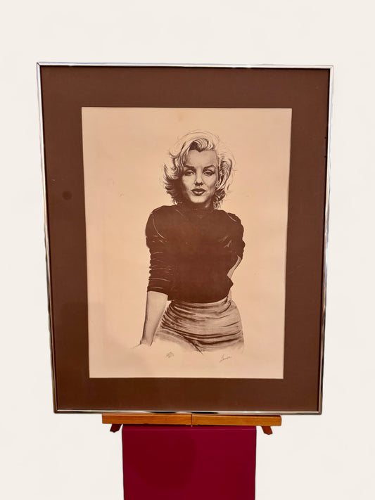 Vintage 1970s "Lance" Glen Banse Lithograph of Marilyn Monroe