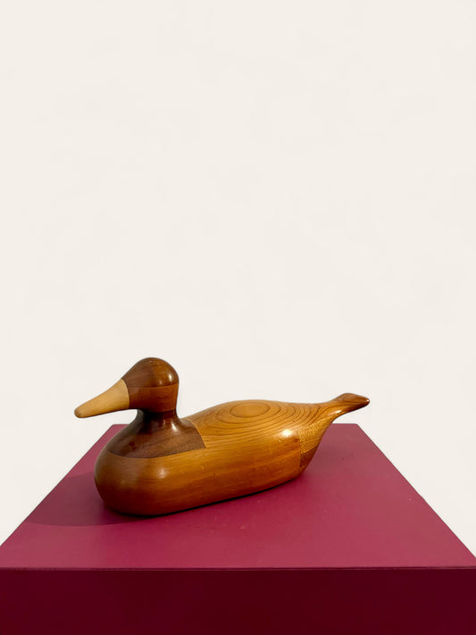 Beautiful Vintage Two-tone Wooden Duck with Clean Lines
