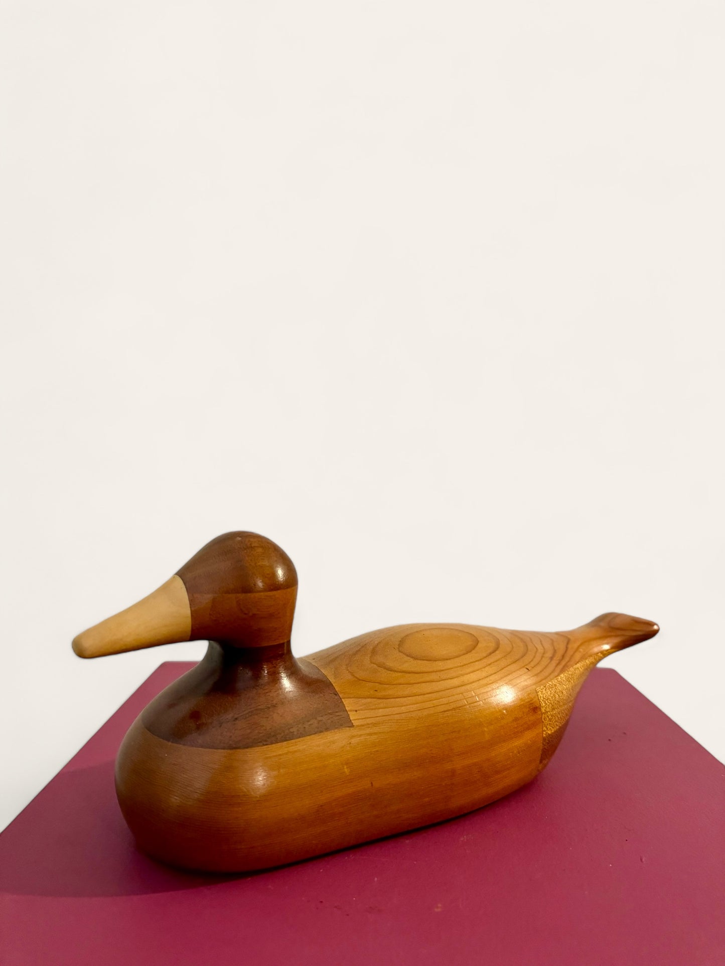 Beautiful Vintage Two-tone Wooden Duck with Clean Lines