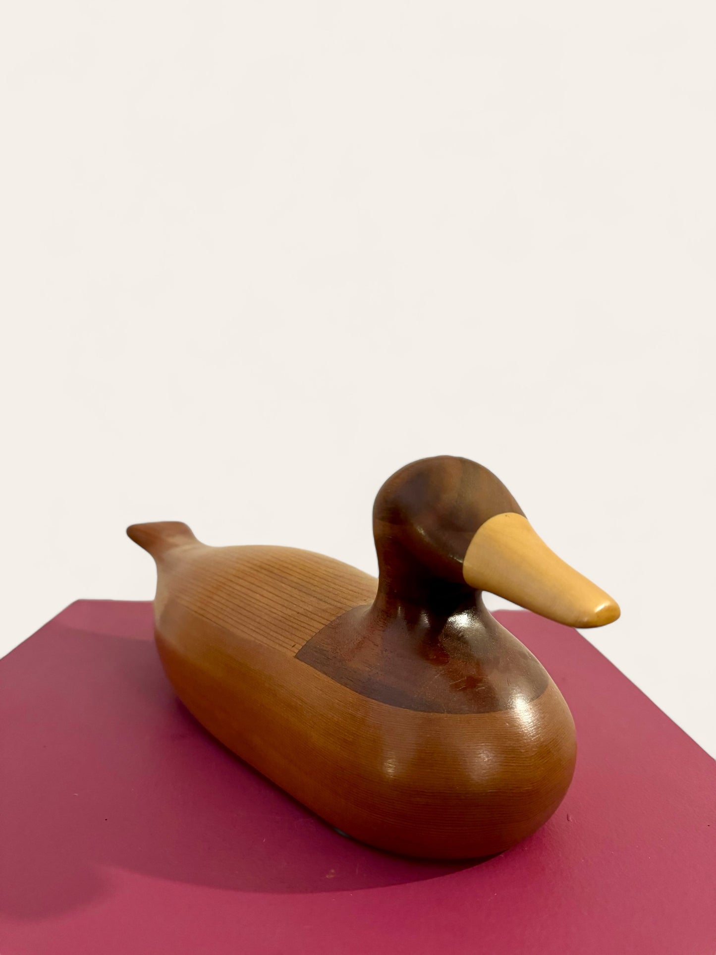 Beautiful Vintage Two-tone Wooden Duck with Clean Lines