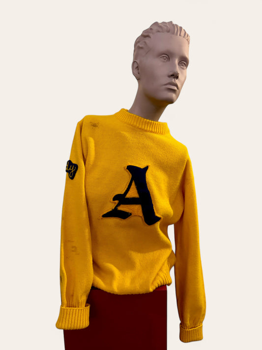 Vintage 1950s/60s Varsity Sweater with the Letter "A" and Name "Cindy"