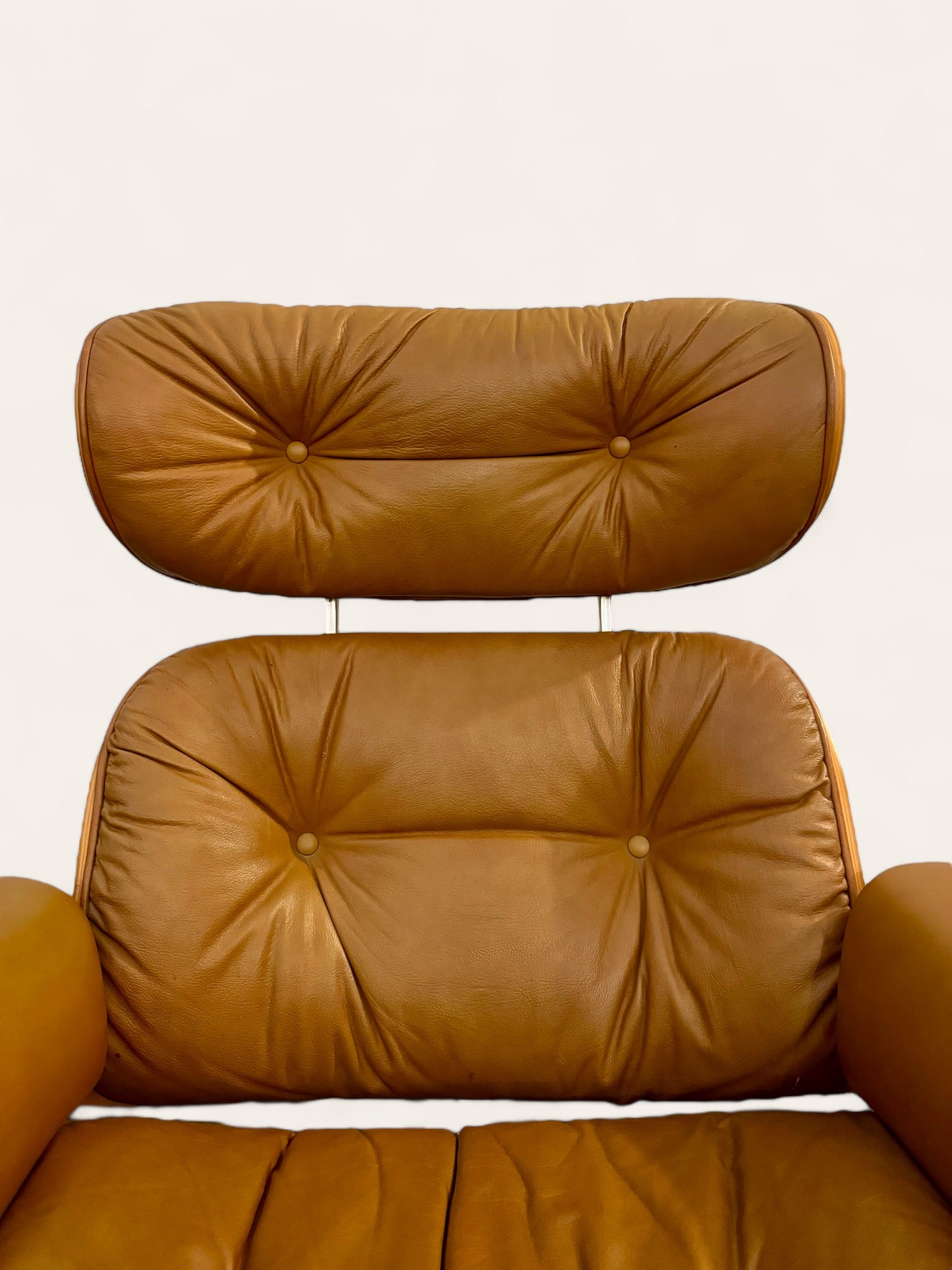 Original Vintage MCM Camel Color Plycraft Eames Style Lounge Chair with Ottoman