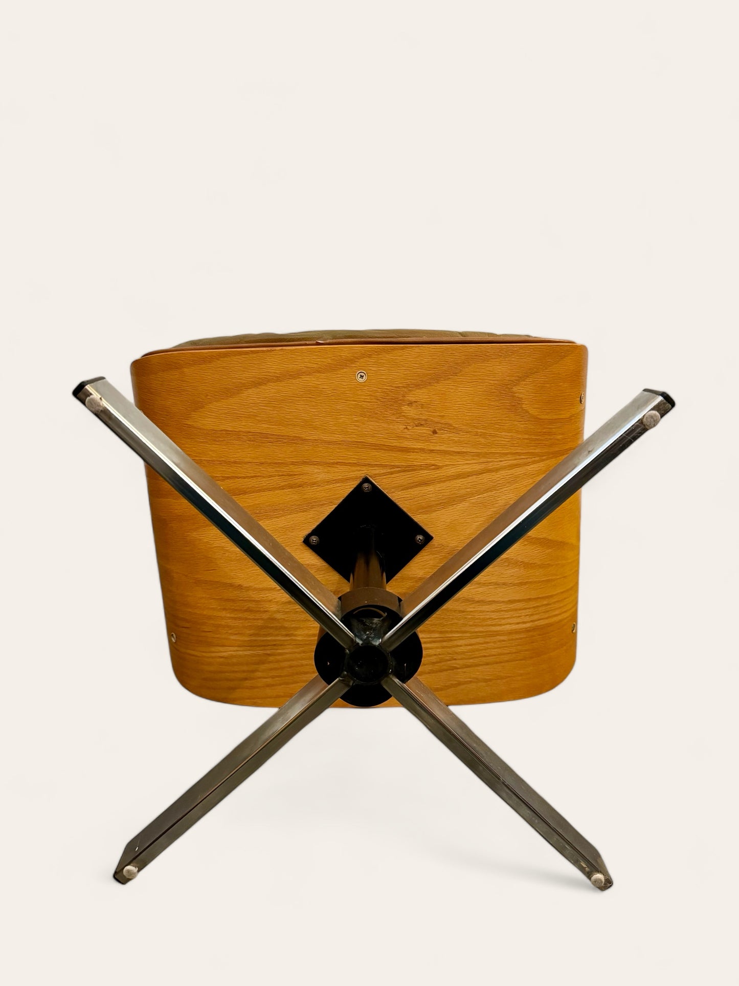 Original Vintage MCM Camel Color Plycraft Eames Style Lounge Chair with Ottoman