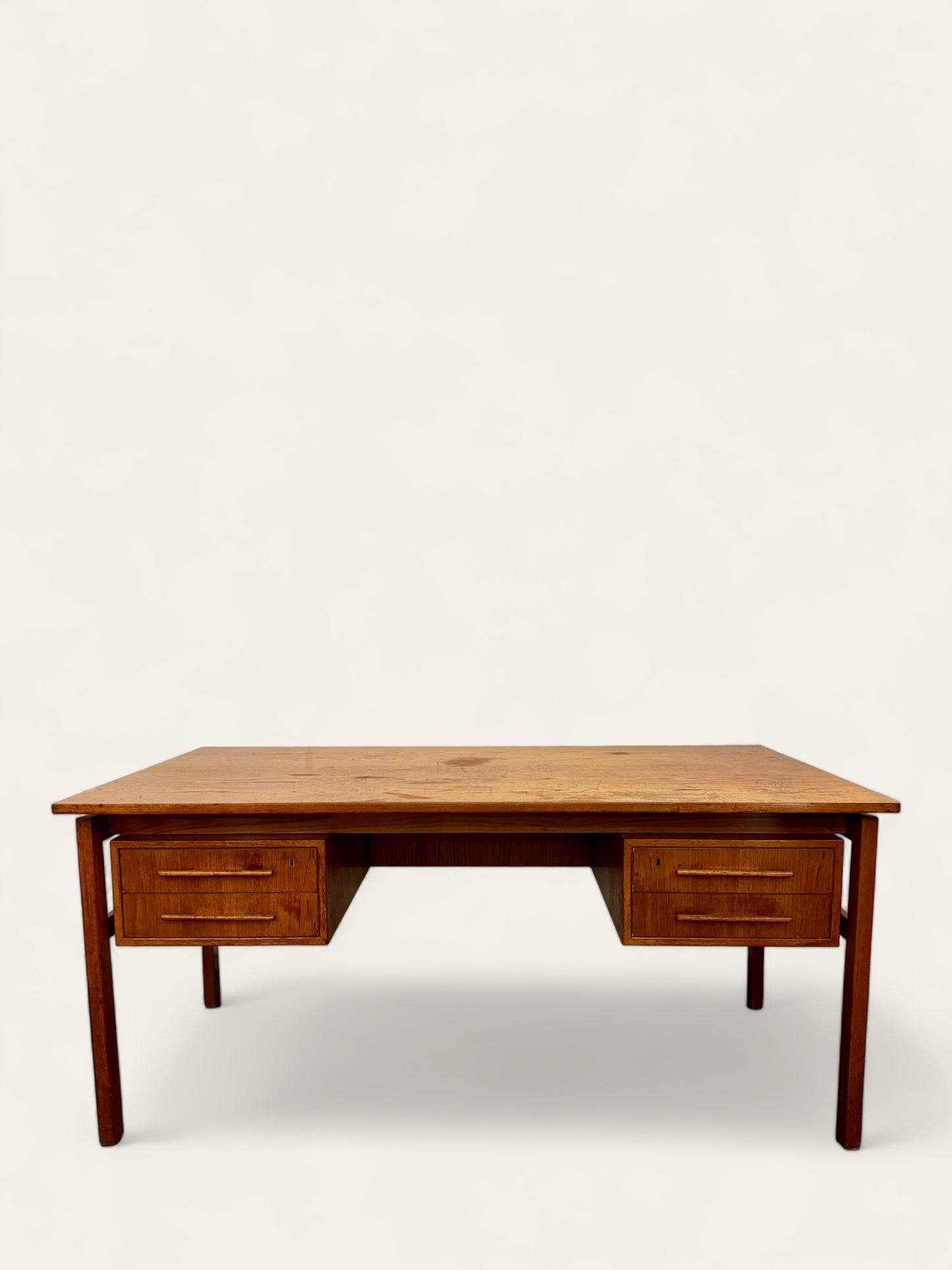 Vintage Original 1960s Teak Executive Desk by Imha Møbelfabrik of Denmark.