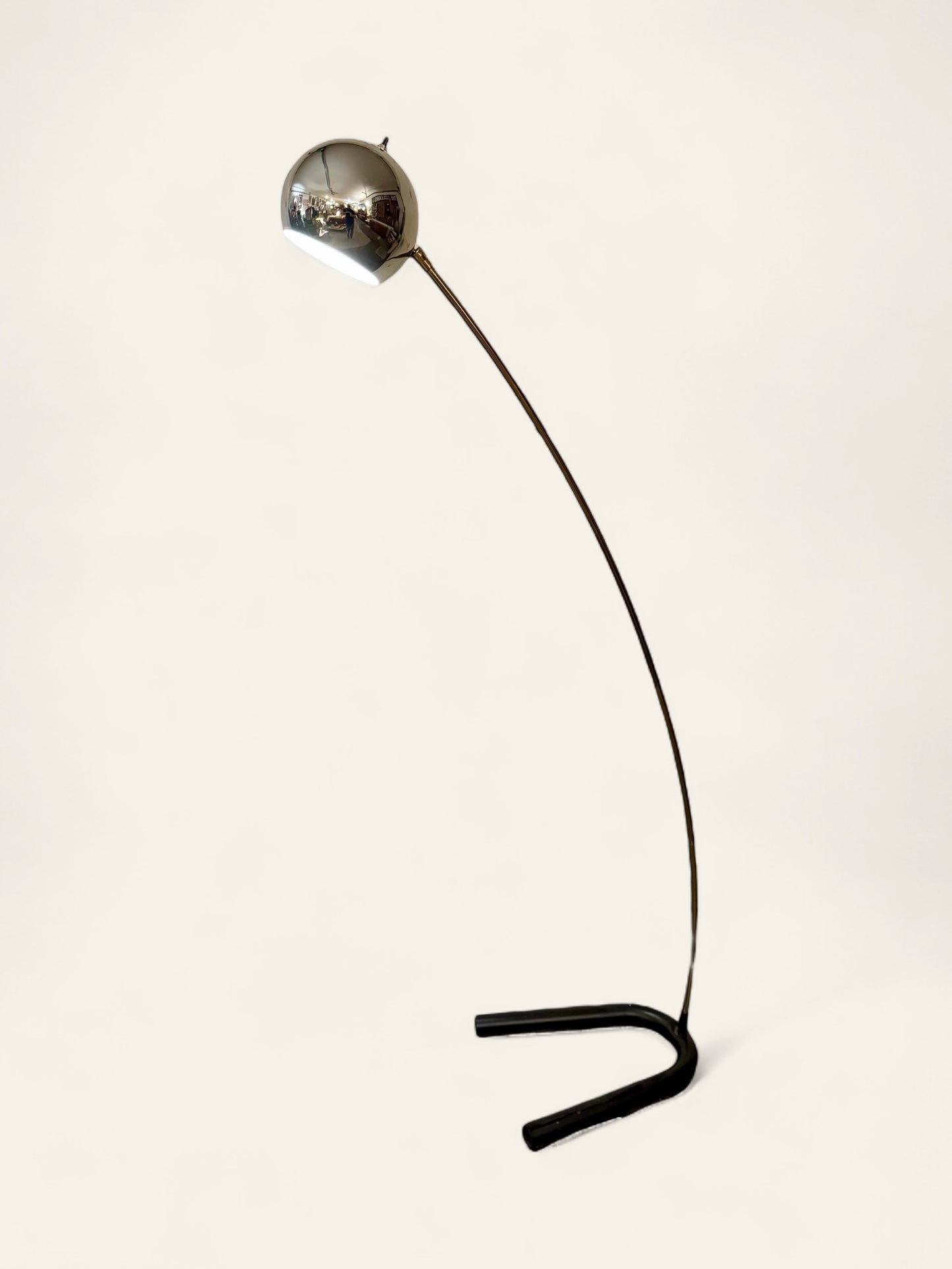 Vintage MCM Space Age Chrome and Brass Eyeball Floor Lamp