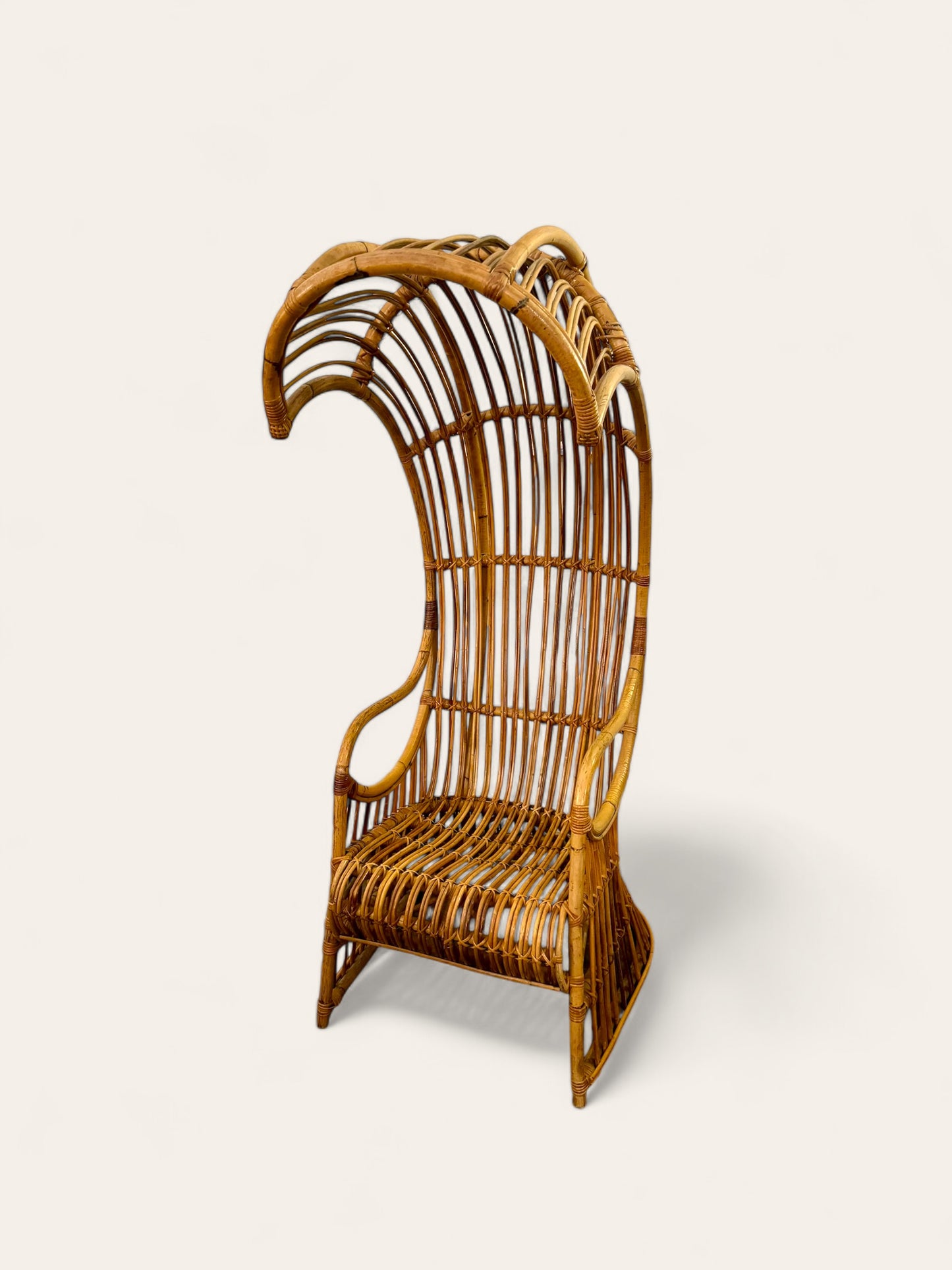 Rare Vintage 1960s MCM Rattan and Bamboo Porters Chair