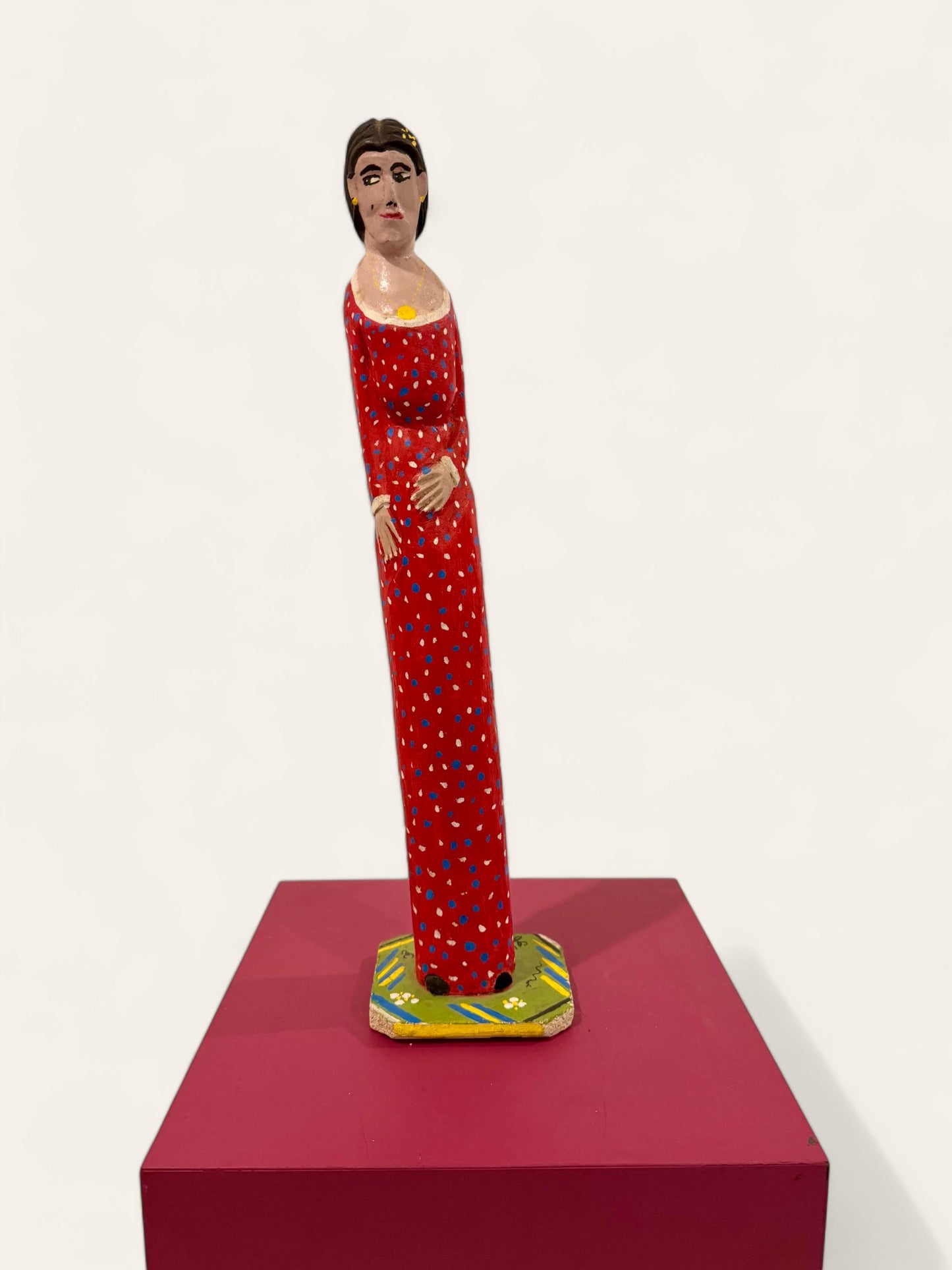 Vintage Folk Art Leaning Woman