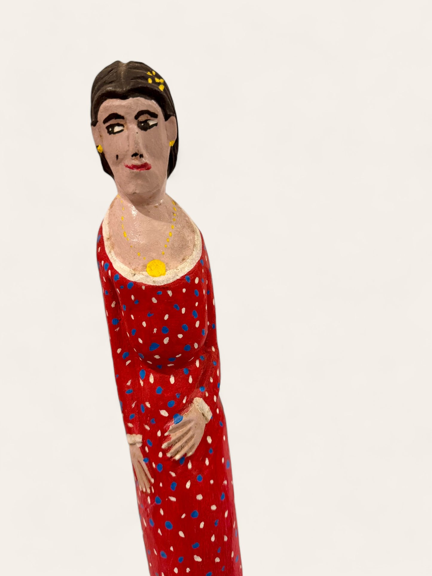 Vintage Folk Art Leaning Woman