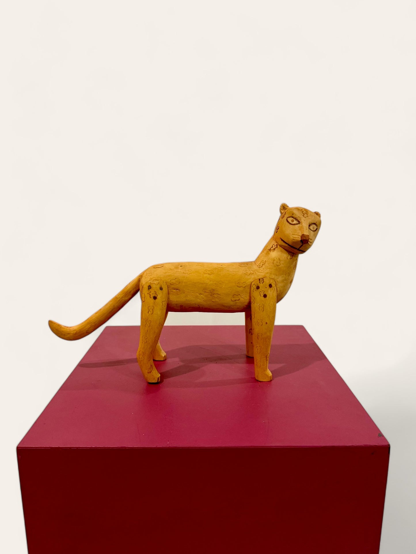 Vintage 1960s Reynaldo Santiago Wood Carved Folk Art Jaguar