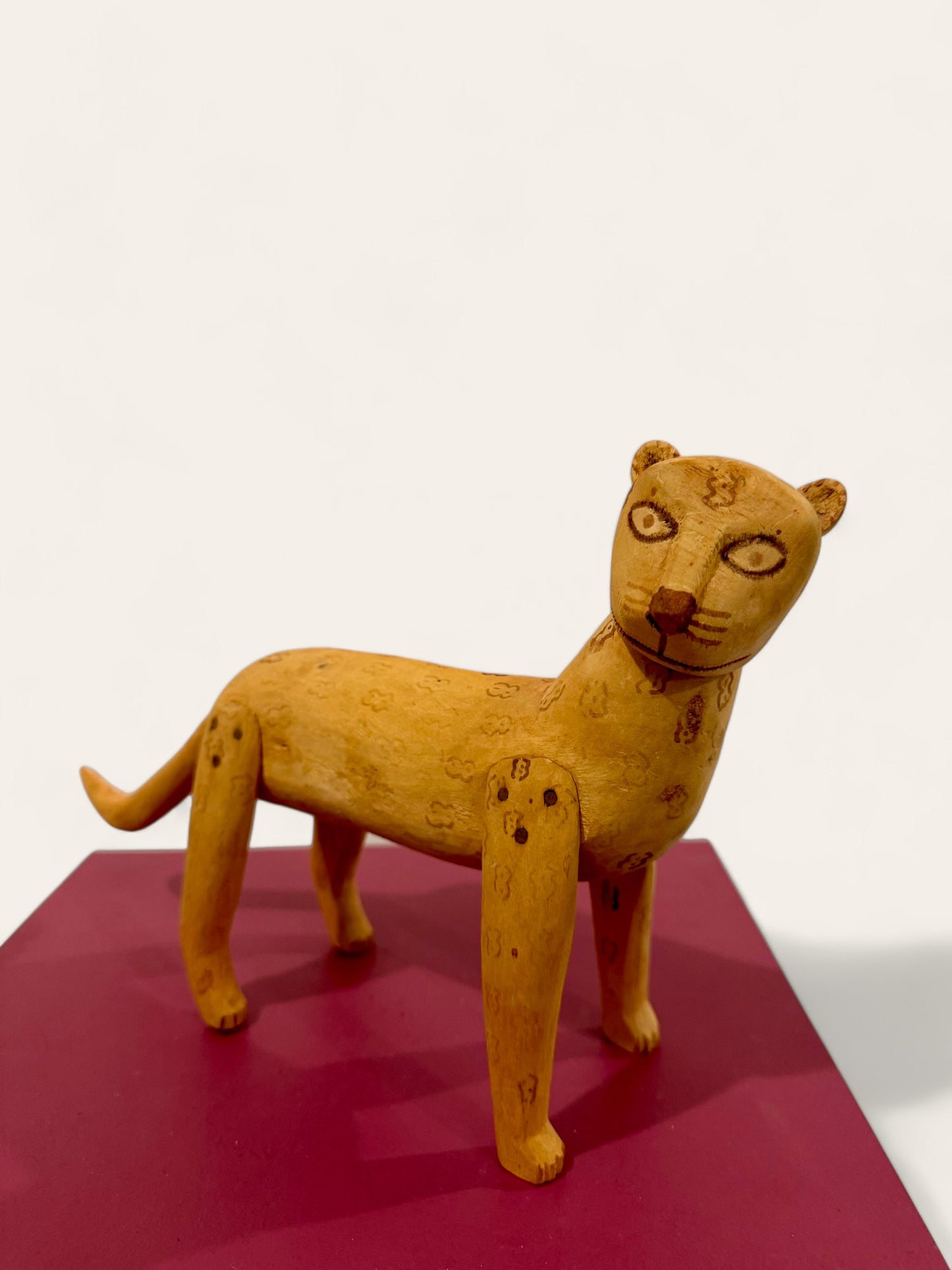 Vintage 1960s Reynaldo Santiago Wood Carved Folk Art Jaguar