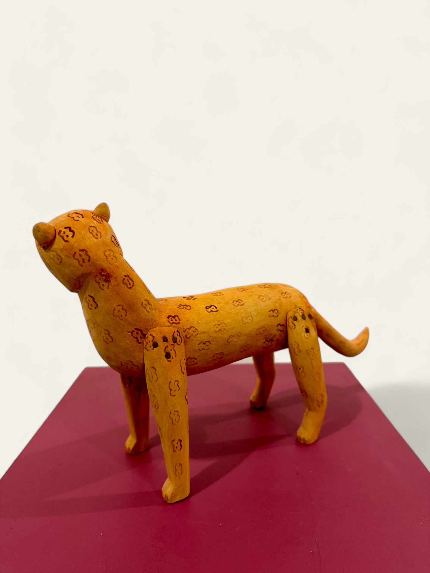 Vintage 1960s Reynaldo Santiago Wood Carved Folk Art Jaguar