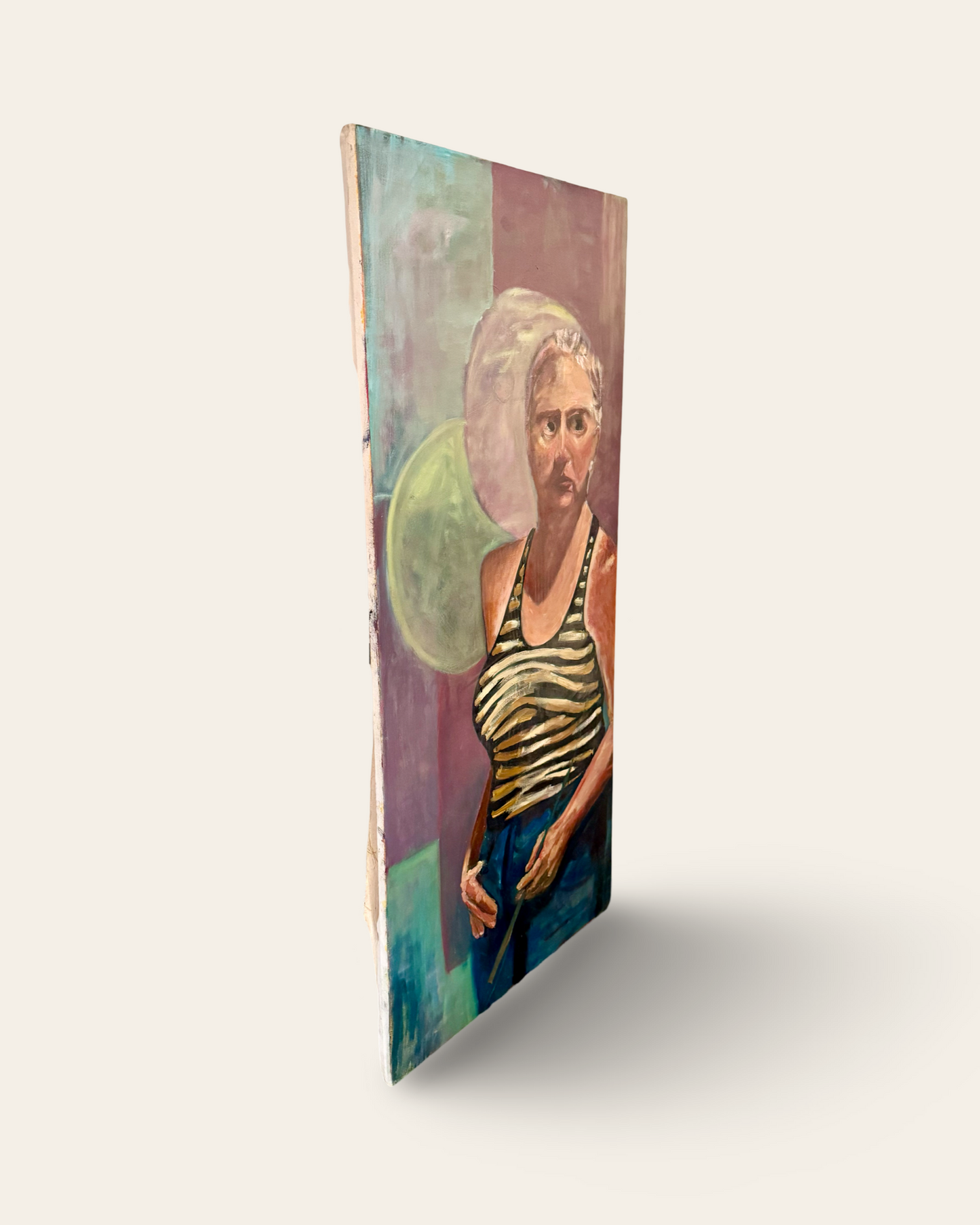 Large Original Oil Painting of a Woman in a Tank-top