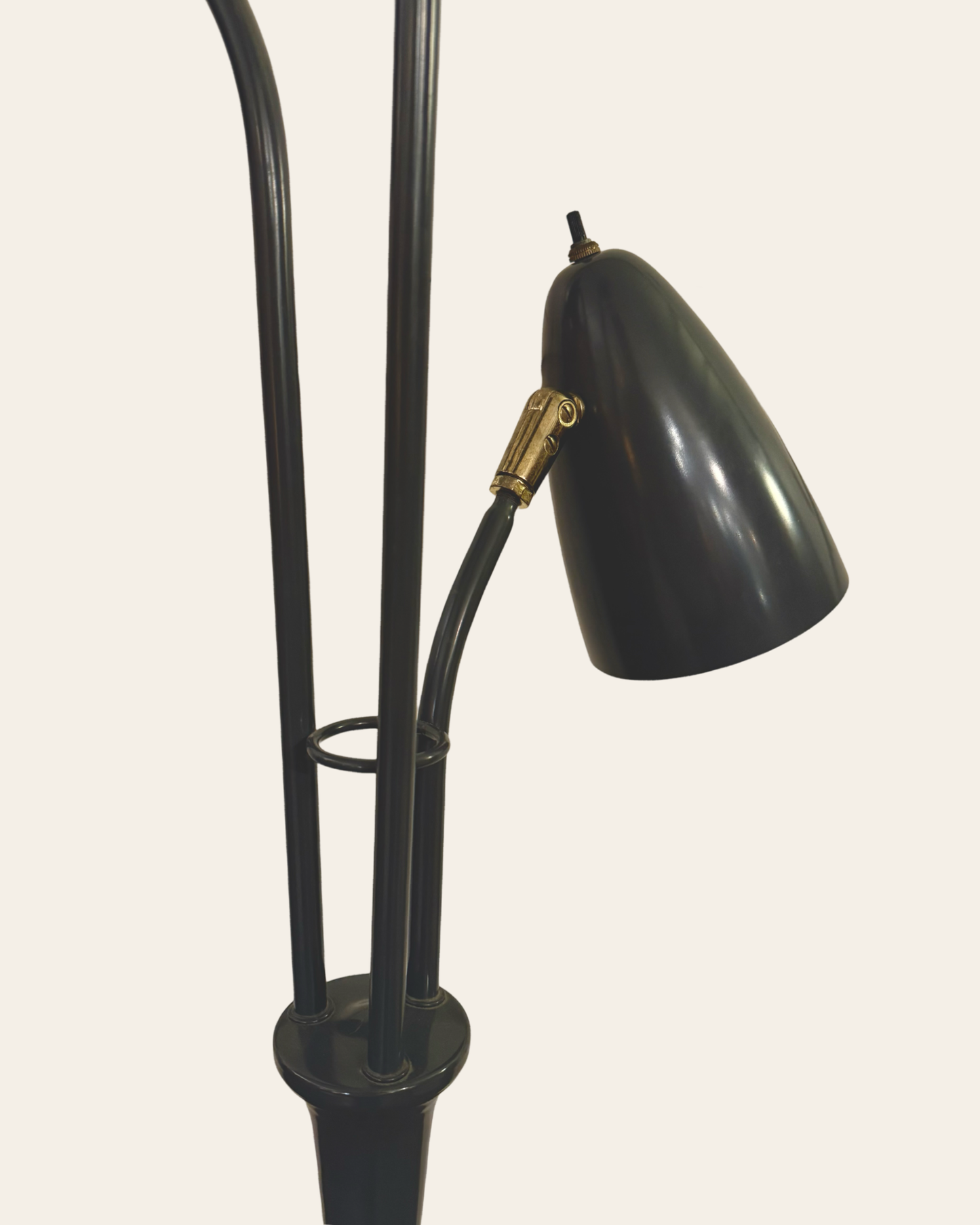 Vintage Gerald Thurston Style Mid-Century Modern Three-Headed Adjustable Floor Lamp - Blue/Grey with Brass Accents