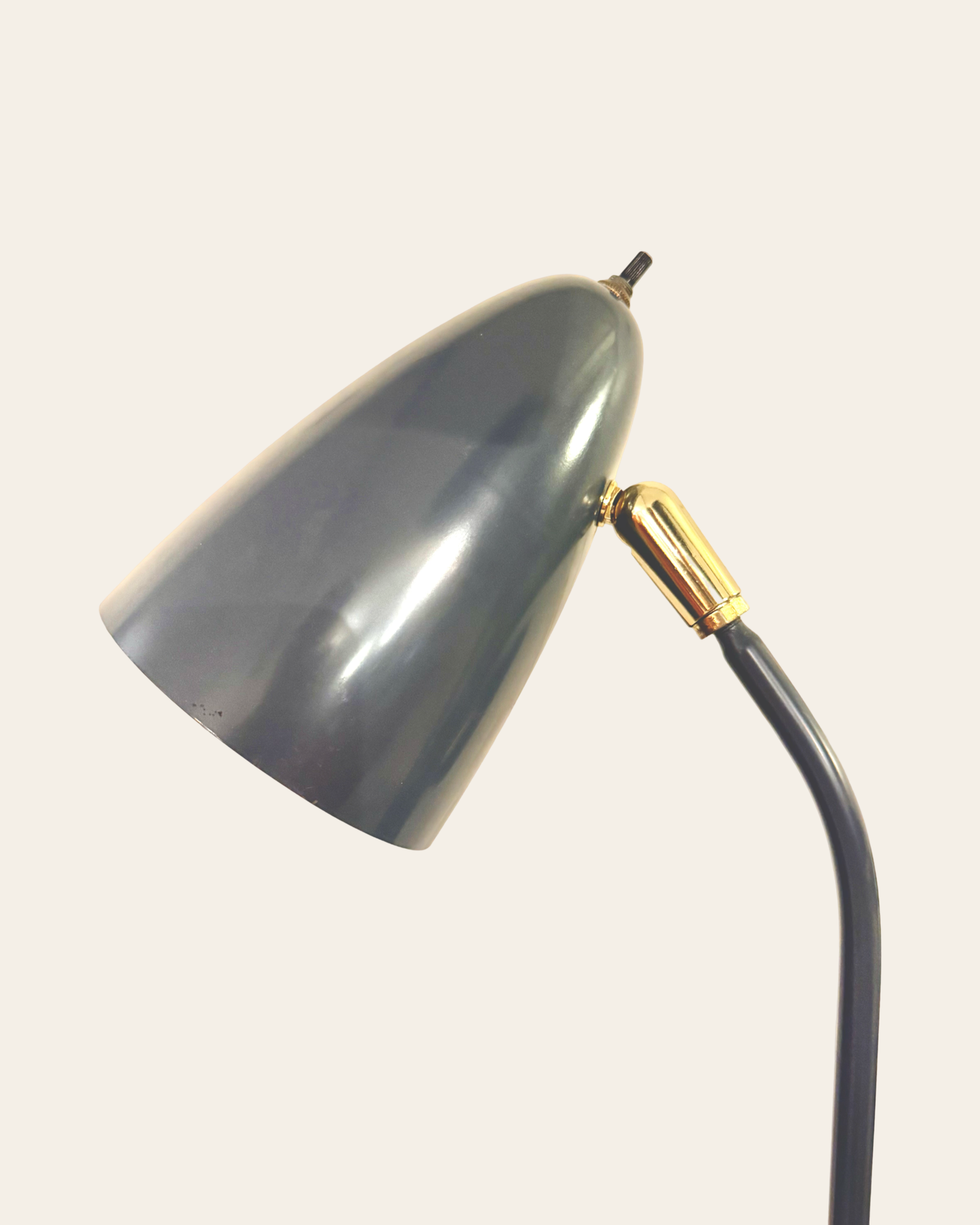 Vintage Gerald Thurston Style Mid-Century Modern Three-Headed Adjustable Floor Lamp - Blue/Grey with Brass Accents