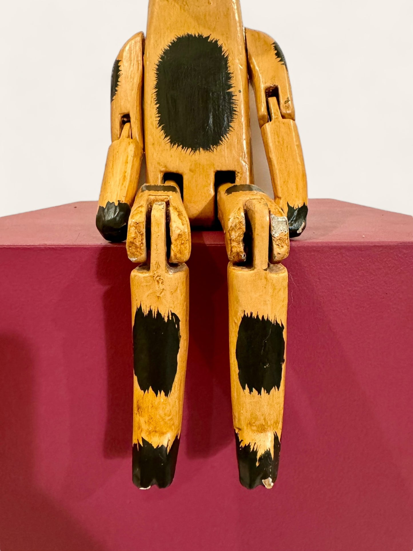 Vintage Handmade and Hand Painted Orange Folk Art Cat with Articulated Arms and Legs