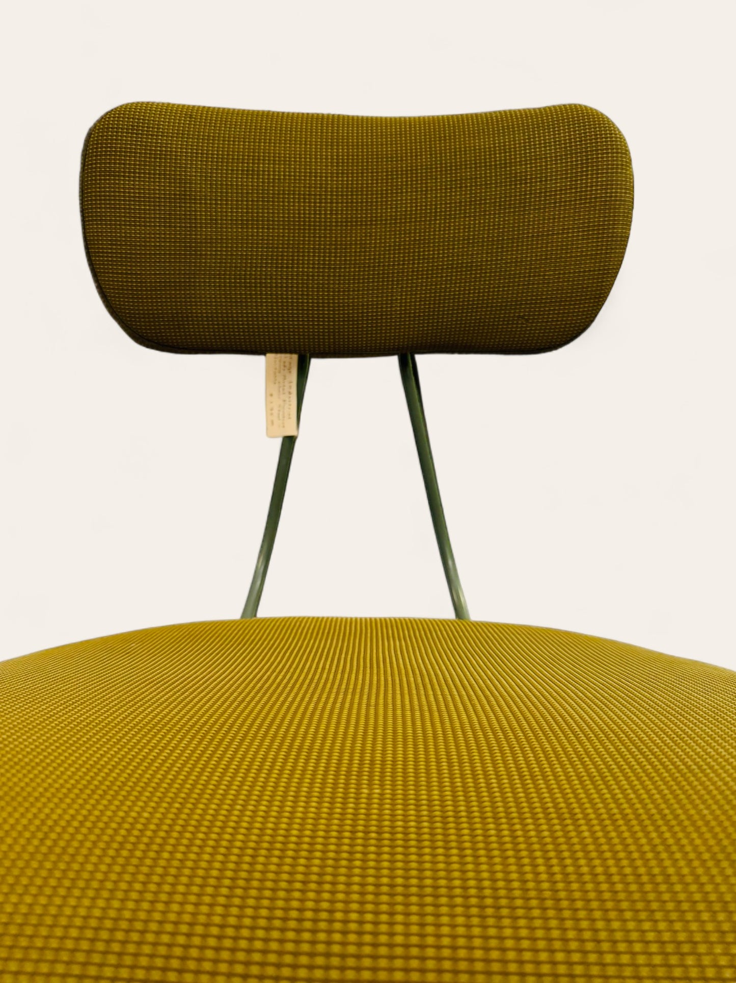 Industrial Vintage Toledo Metal Furniture Company Adjustable Stool Chair with Green Upholstery