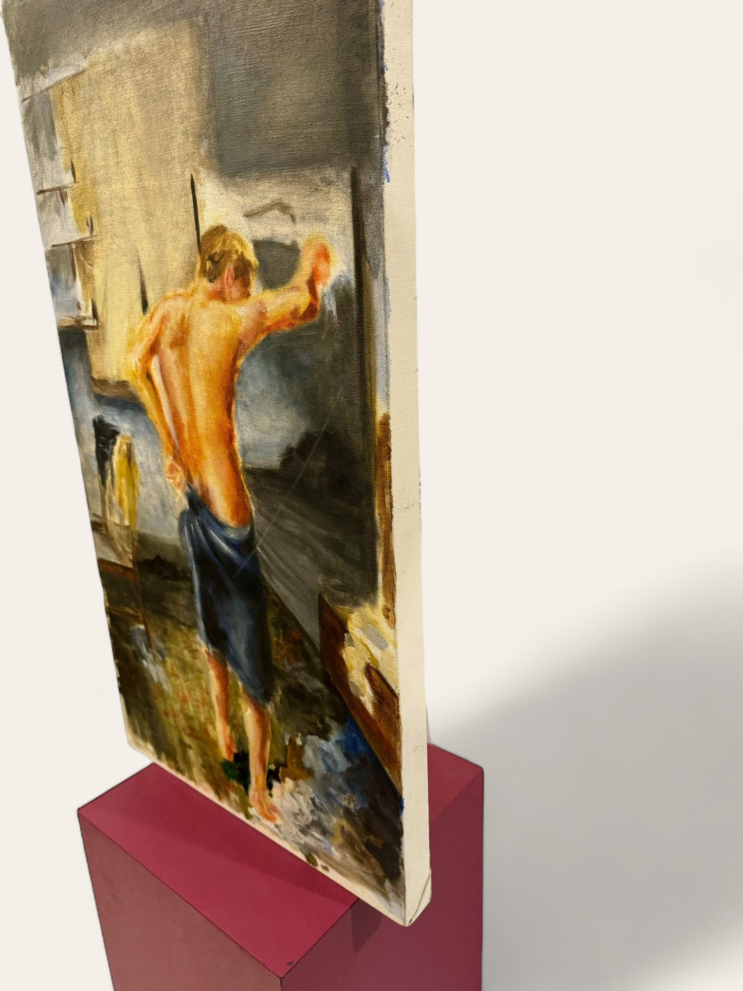 Original Oil Painting of a Man in a Towel