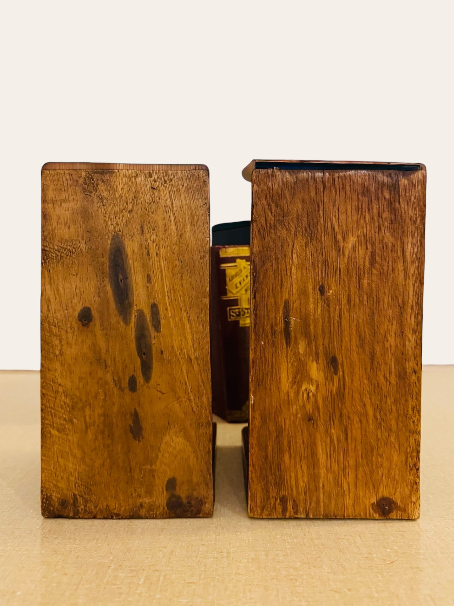 Vintage Hand Carved Wooden Cat Bookends