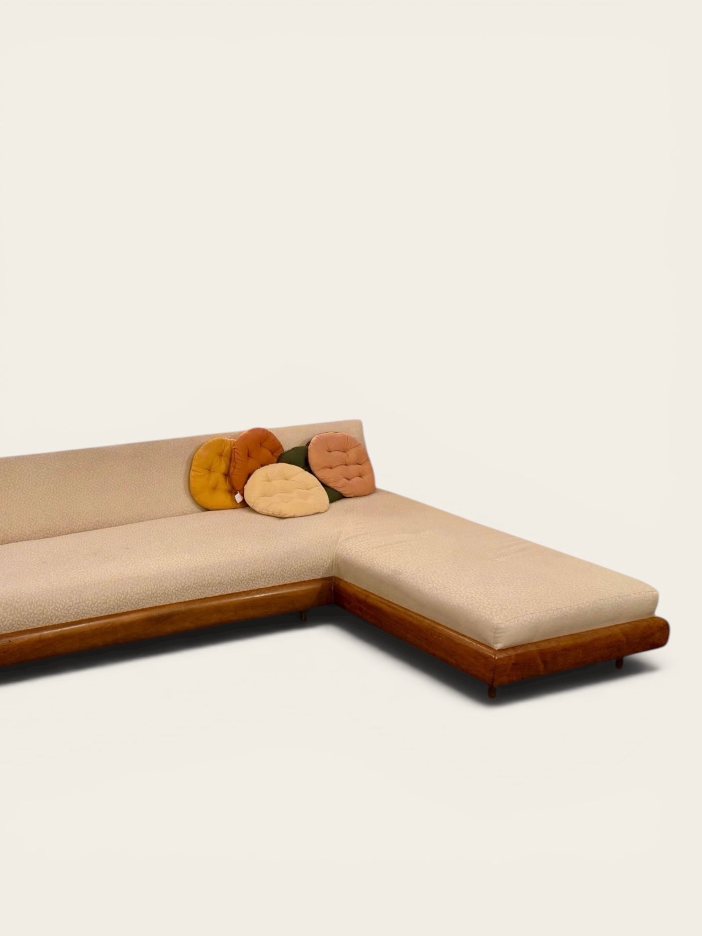 Rare Vintage MCM Adrian Pearsall 1600-S Boomerang Sectional Sofa, Walnut Base