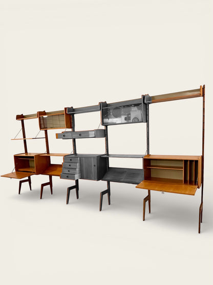 Rare 1960s Vintage MCM 3-Bay “Ergo” Wall Unit by John Texmon for Blindheim Møbelfabrikk