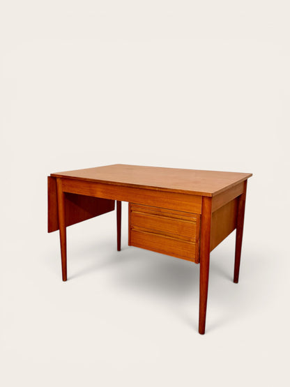 Vintage 1960s Danish MCM Teak Desk with Drop-Leaf and Moveable Drawers