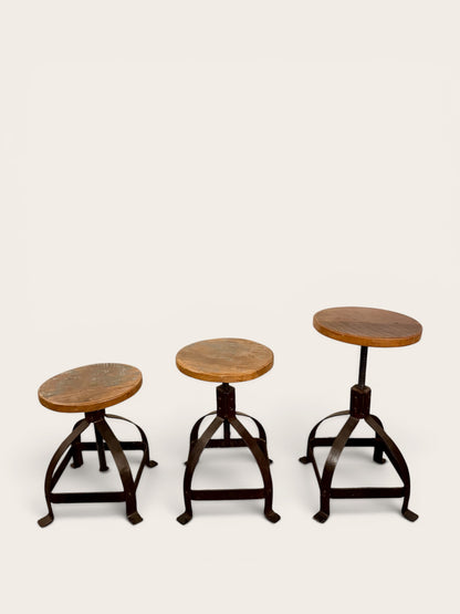 Vintage Industrial Adjustable Swivel Stools (1940s) - 9 Available