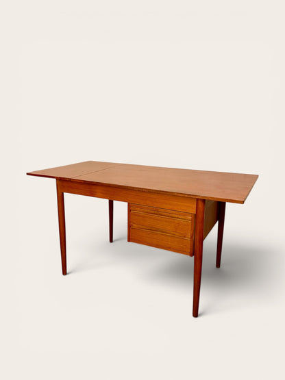 Vintage 1960s Danish MCM Teak Desk with Drop-Leaf and Moveable Drawers