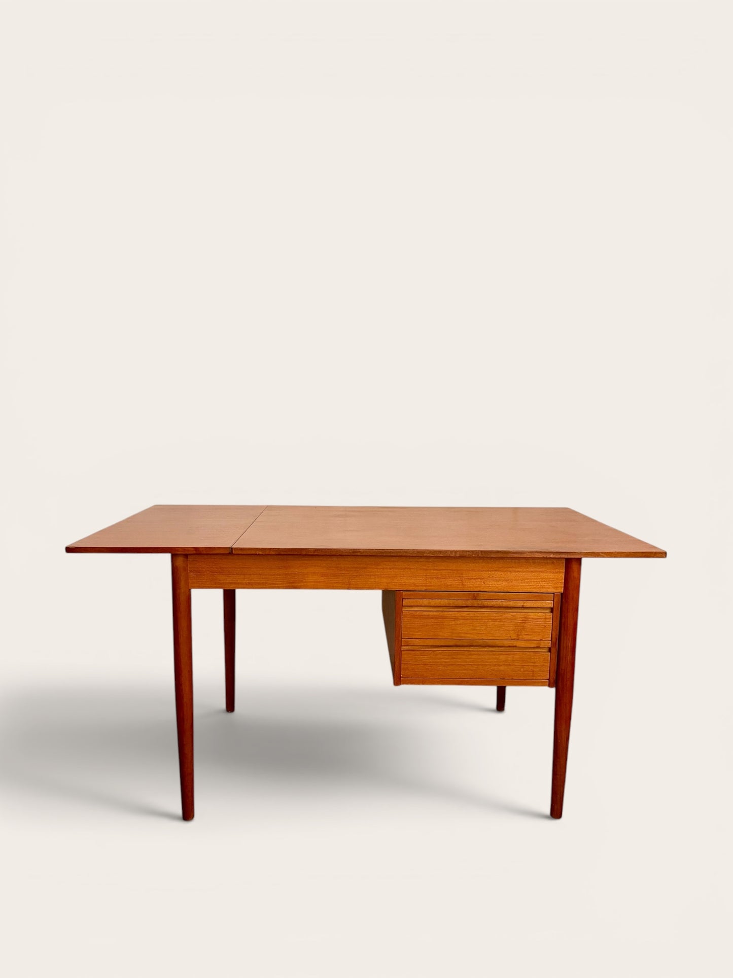 Vintage 1960s Danish MCM Teak Desk with Drop-Leaf and Moveable Drawers