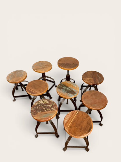 Vintage Industrial Adjustable Swivel Stools (1940s) - 9 Available