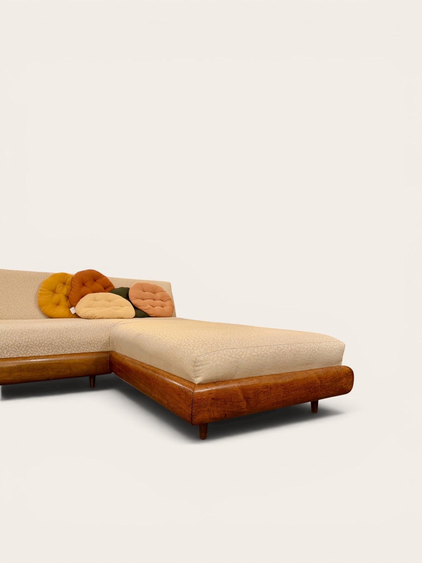 Rare Vintage MCM Adrian Pearsall 1600-S Boomerang Sectional Sofa, Walnut Base