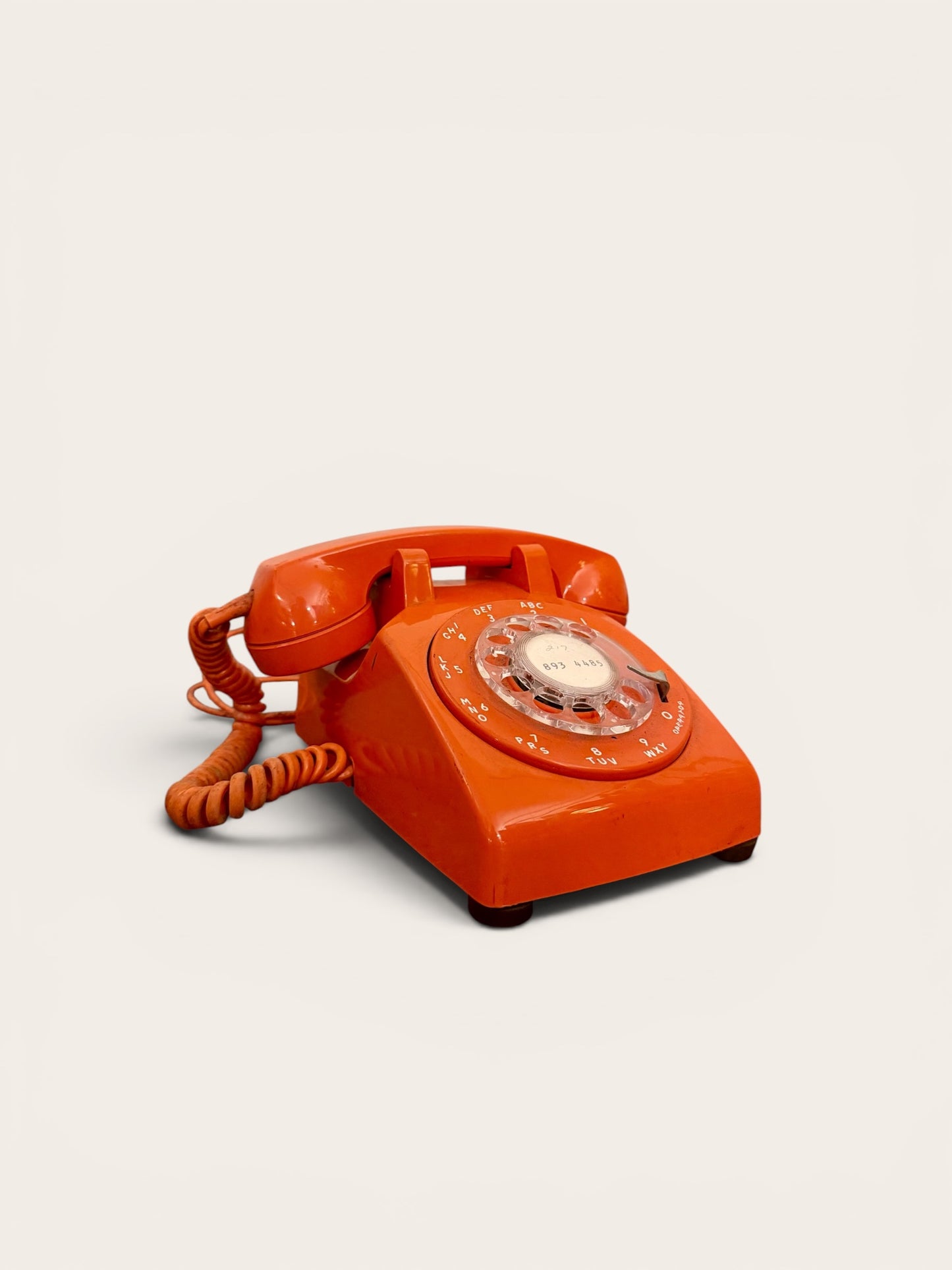Vintage Orange Tangerine Rotary Telephone