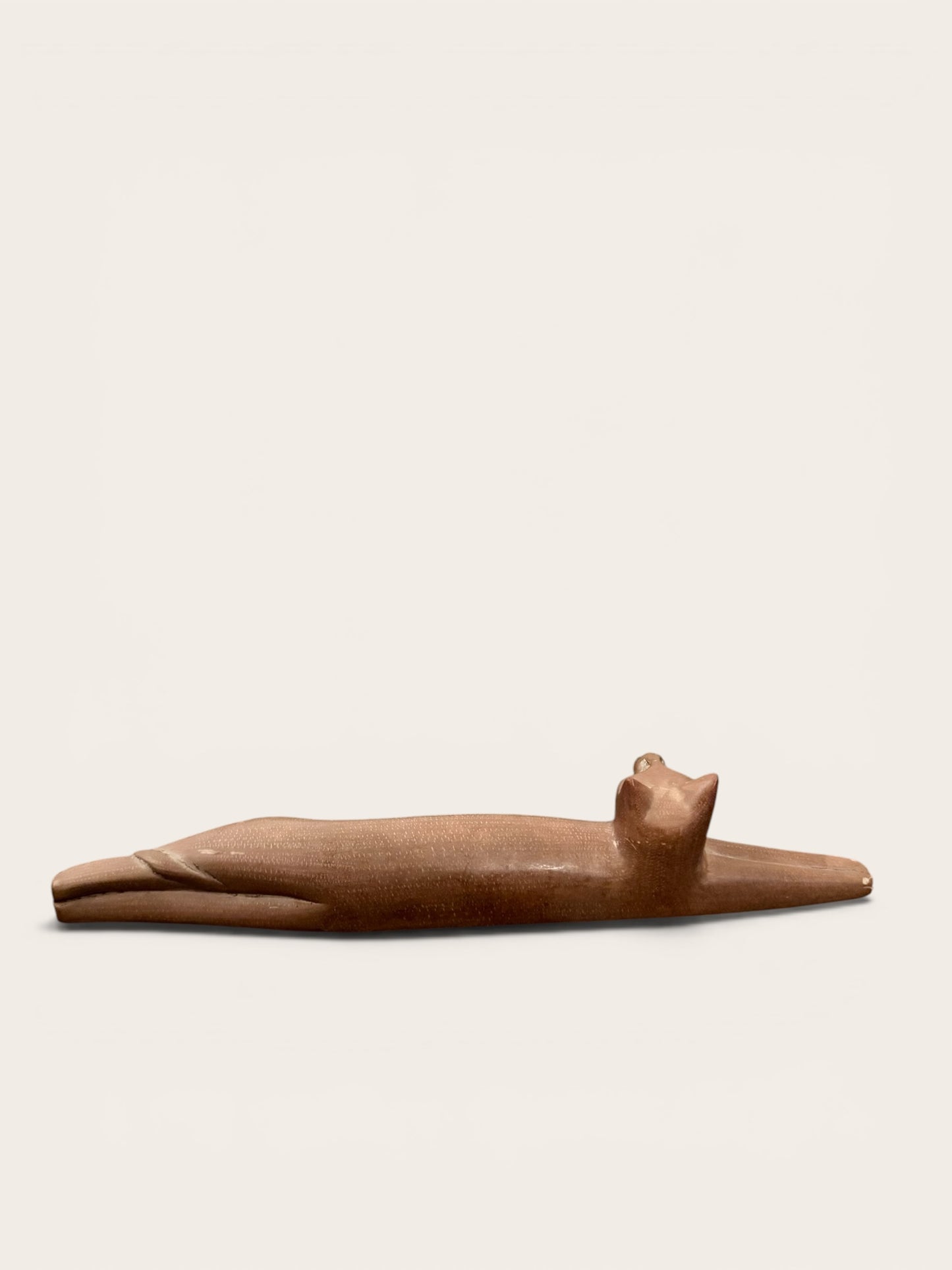 Modernist Reclining Stone Cat Sculpture