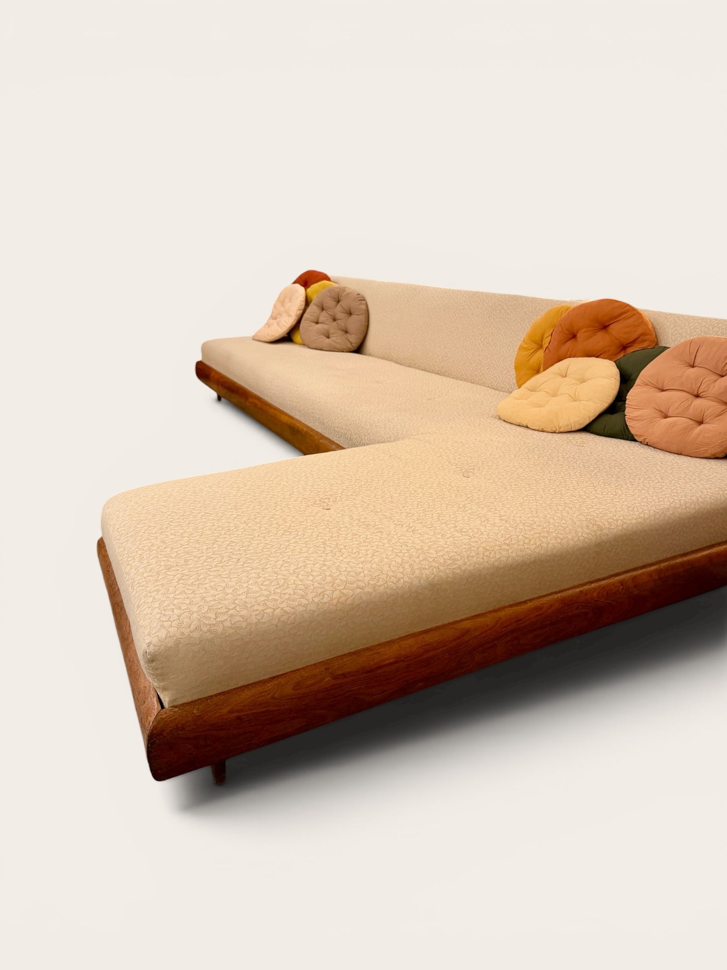 Rare Vintage MCM Adrian Pearsall 1600-S Boomerang Sectional Sofa, Walnut Base