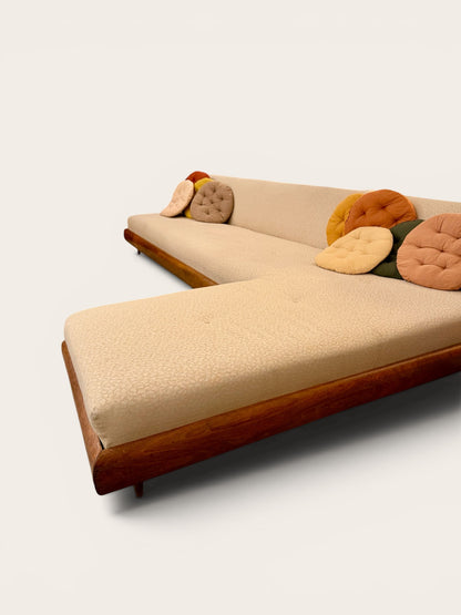 Rare Vintage MCM Adrian Pearsall 1600-S Boomerang Sectional Sofa, Walnut Base