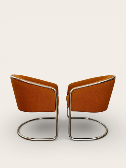 Pair of Anton Lorenz for Thonet Vintage MCM Cantilever Tub Chairs
