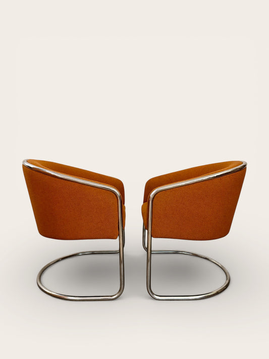 Pair of Anton Lorenz for Thonet Vintage MCM Cantilever Tub Chairs
