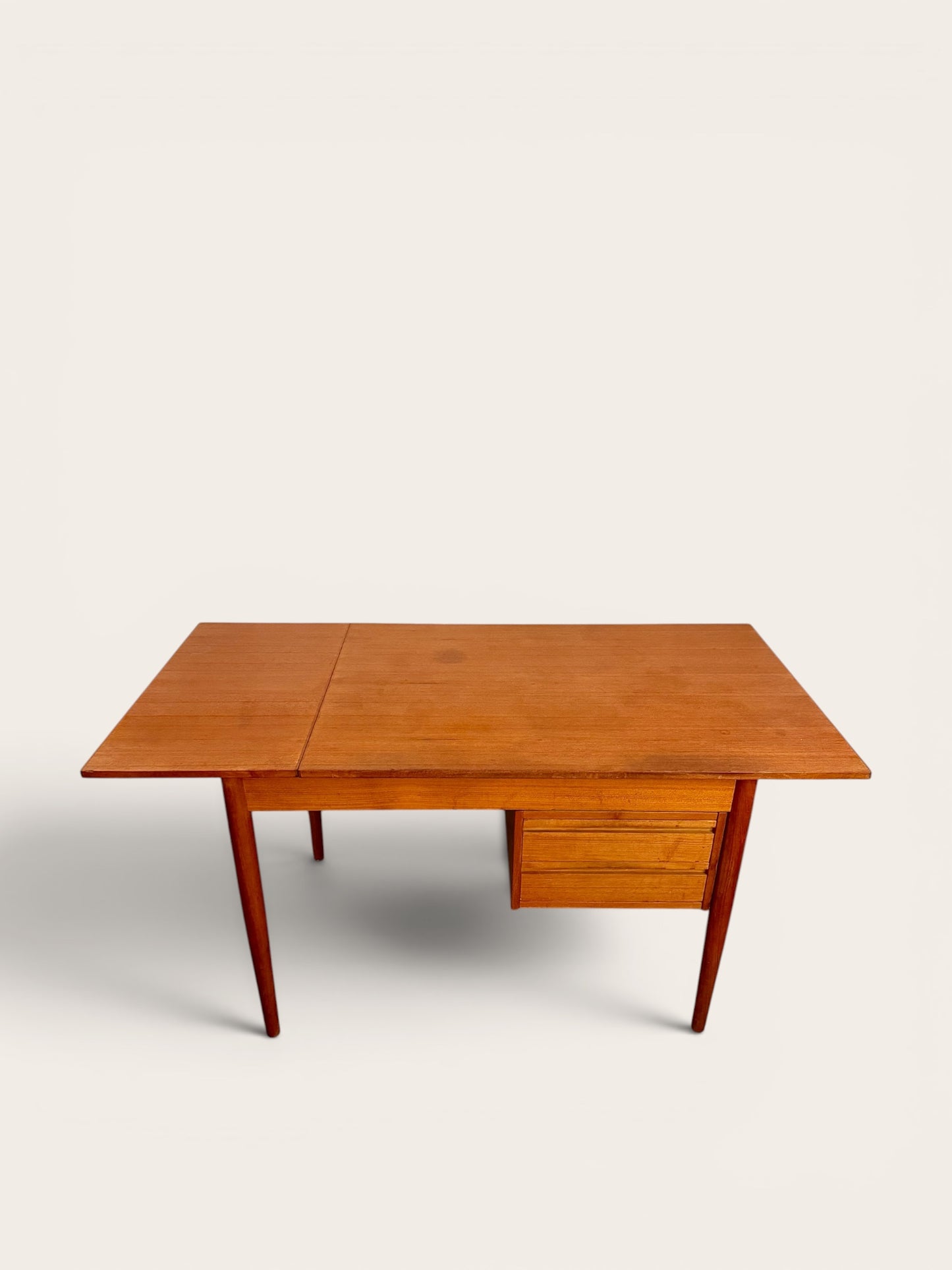 Vintage 1960s Danish MCM Teak Desk with Drop-Leaf and Moveable Drawers