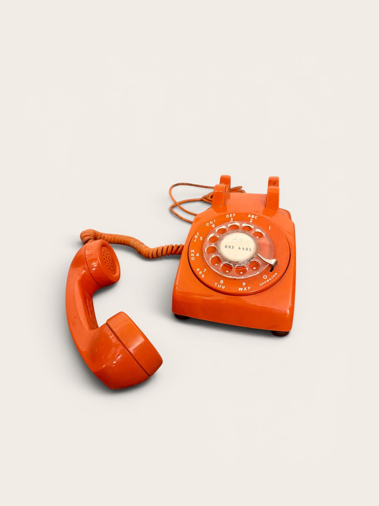 Vintage Orange Tangerine Rotary Telephone