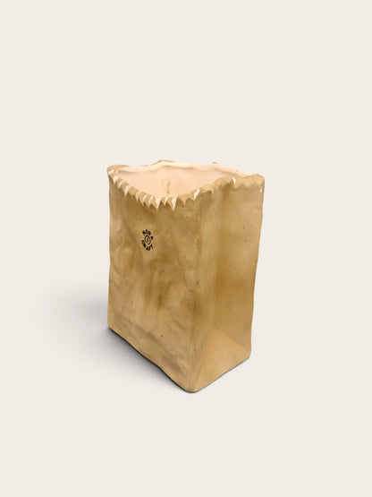 Vintage 1970s Nora Craft Paper Bag Vase