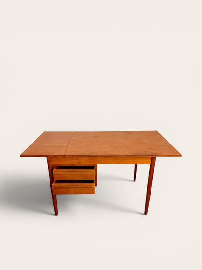 Vintage 1960s Danish MCM Teak Desk with Drop-Leaf and Moveable Drawers